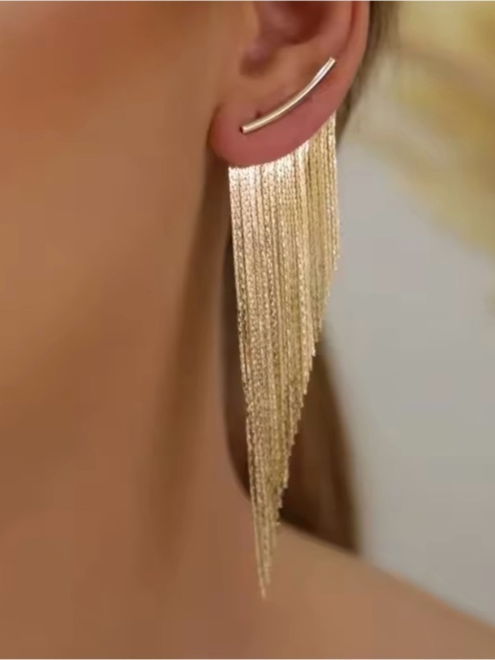 New 18k Gold Dramatic Fringe Earrings